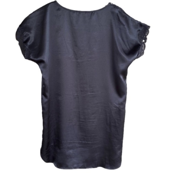 VICTORIA'S SECRET Vintage Gold Label Night Shirt Black Cap SleevesWomen Size M/L - Picture 2 of 8